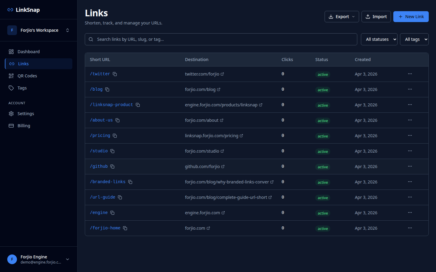 Custom Short Links screenshot