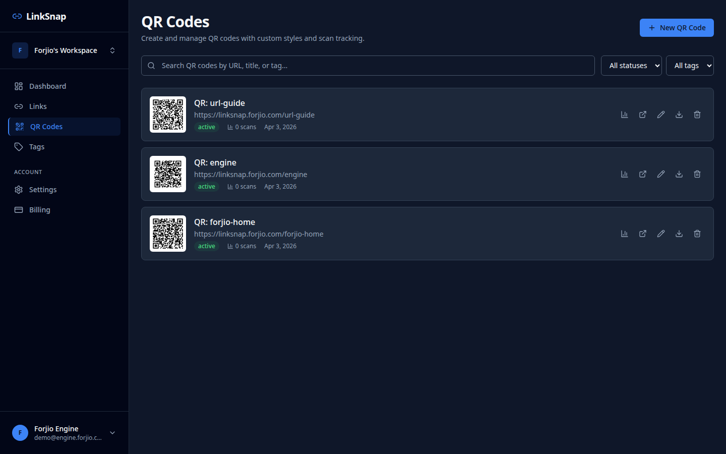 QR Code Generation screenshot