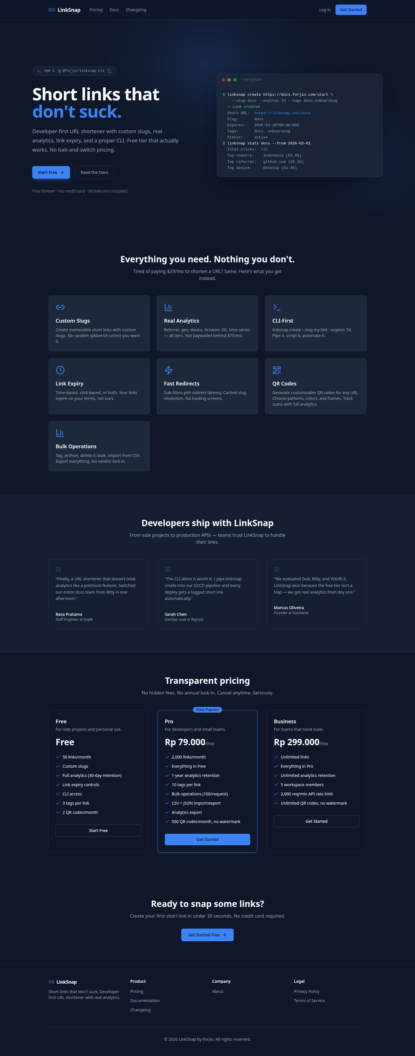 Dashboard showing branded short links with click analytics