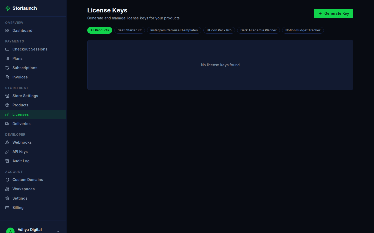 License Key Management screenshot